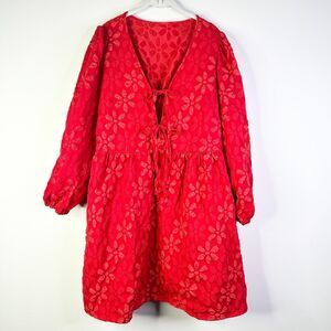 Shein Curve Dress Women 4X Plus Red Floral Texture Mini Babydoll Coquette NWOT